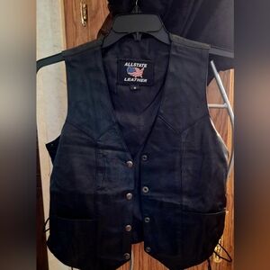 Black leather vest